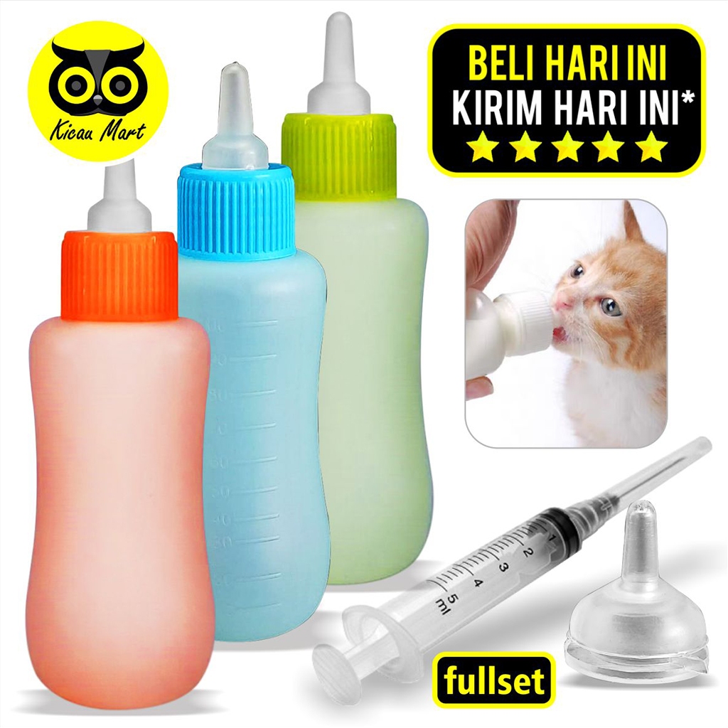 KICAU MART Botol Dot Susu Kucing 100ml Fullset Plus Refill Dot Multifungsi Size Kecil Spuit Spet Sun