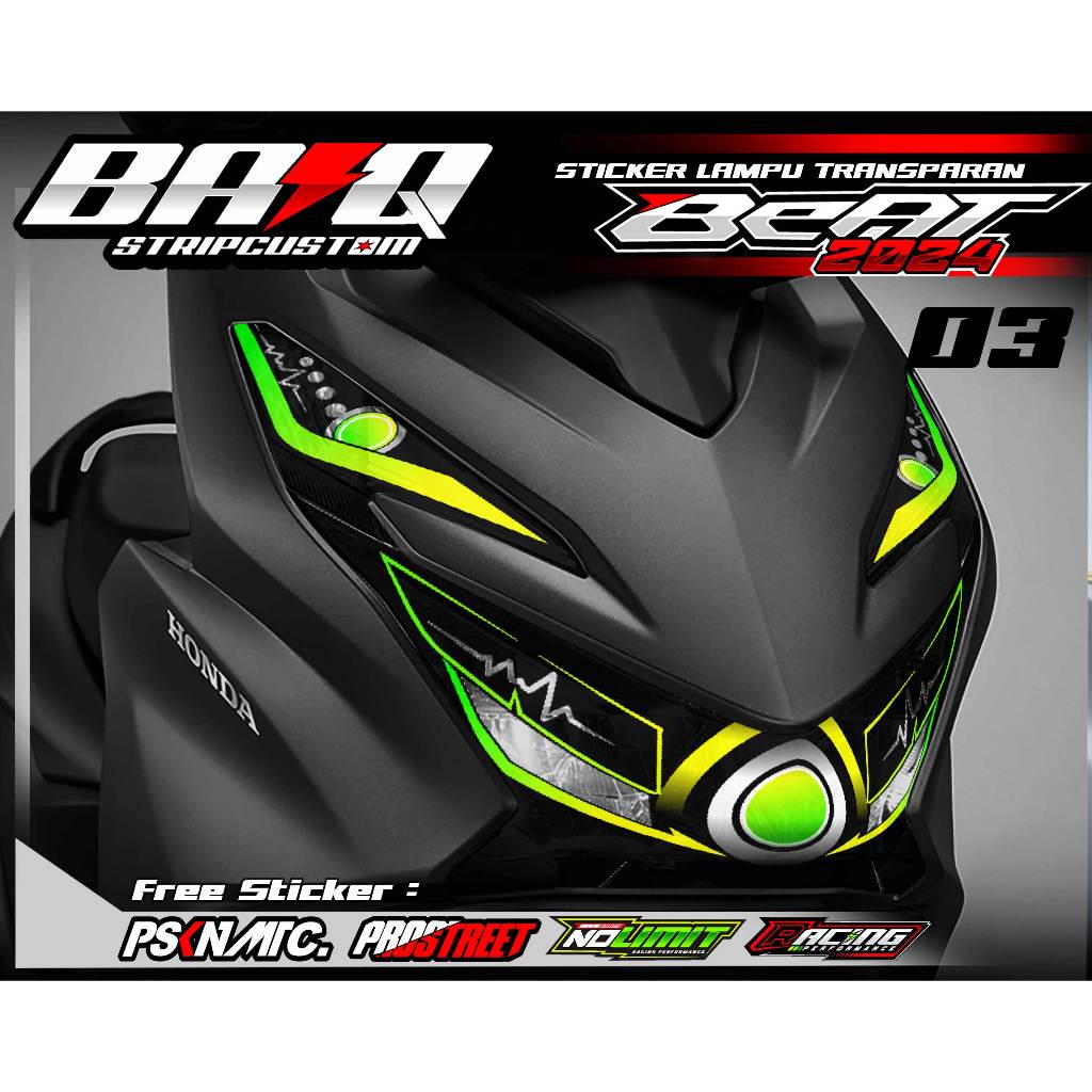 003 STICKER ALIS LAMPU DEPAN BEAT 2024 - STICKER ALIS LAMPU ALIS BEAT 2024 MOTIF LIST SIMPLE