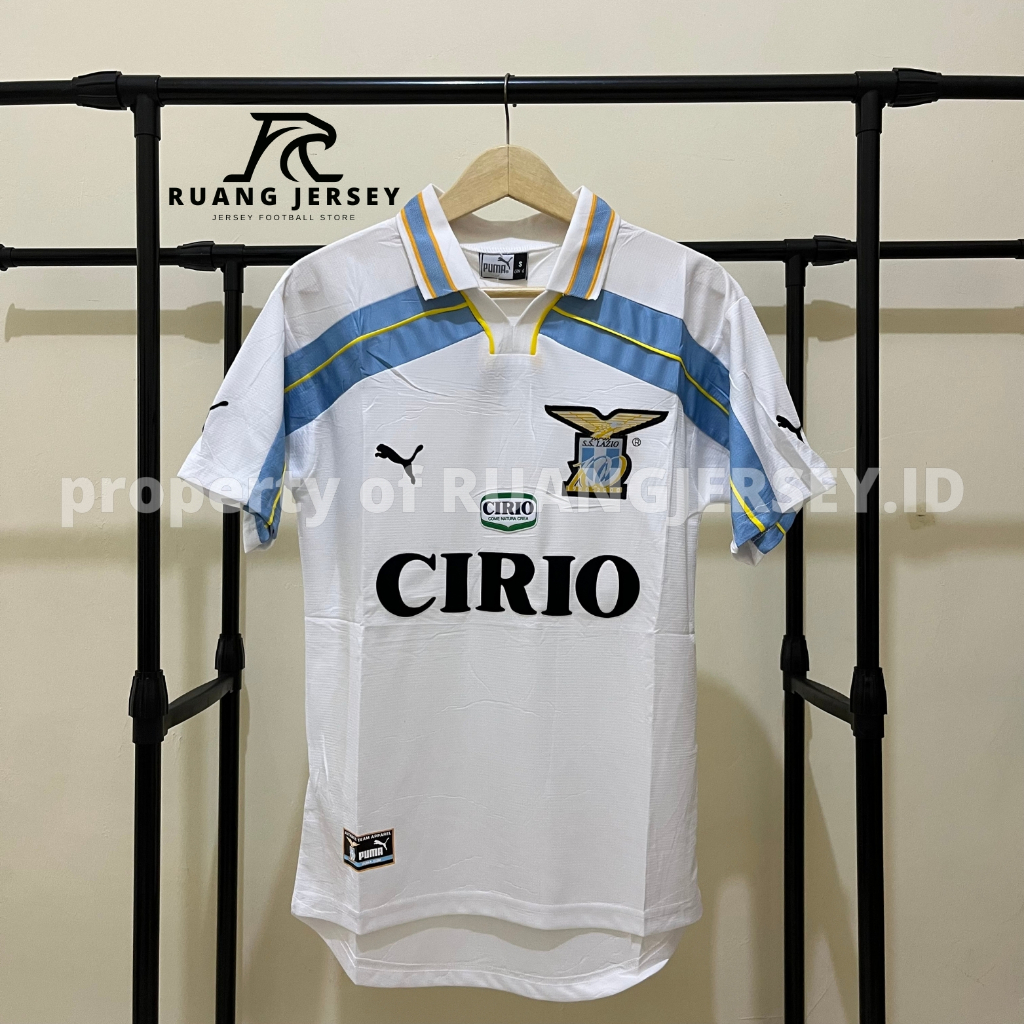 Jersey Sepak Bola Retro Classic Lazio Away 1999/2000 Baju Sepak Bola Pria Dewasa