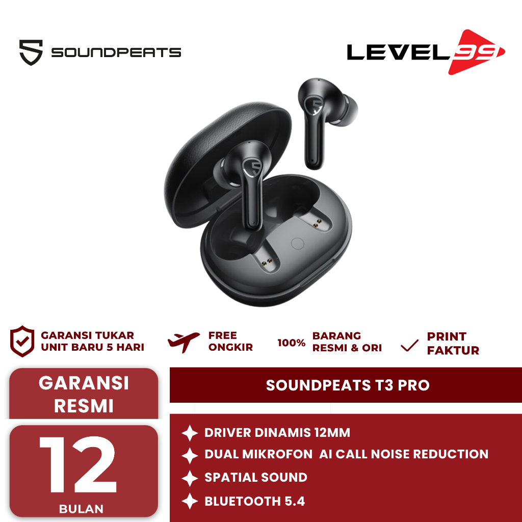 Soundpeats T3 Pro / T3Pro True Wireless Tws Anc Spatial Audio