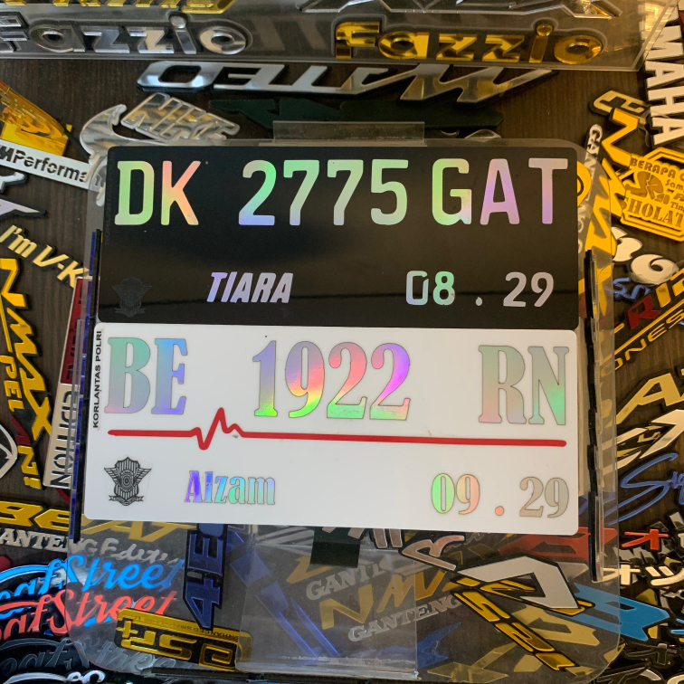 Plat Nomor Motor Hologram Custom Baut Tanam Pelangi