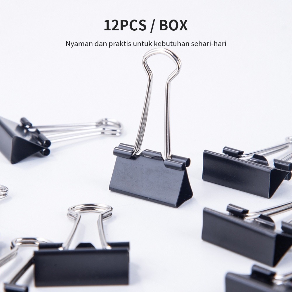

[PAK/12PCS] DELI Binder Clip Hitam