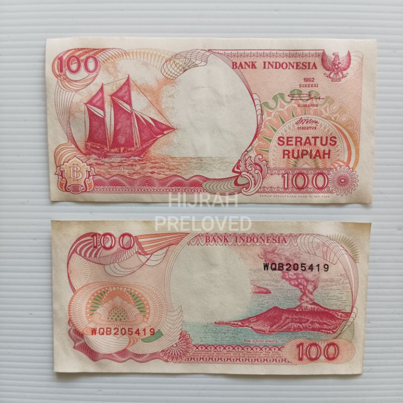 Uang Kertas Kuno 100 Seratus Rupiah Perahu Pinisi Tahun 1992