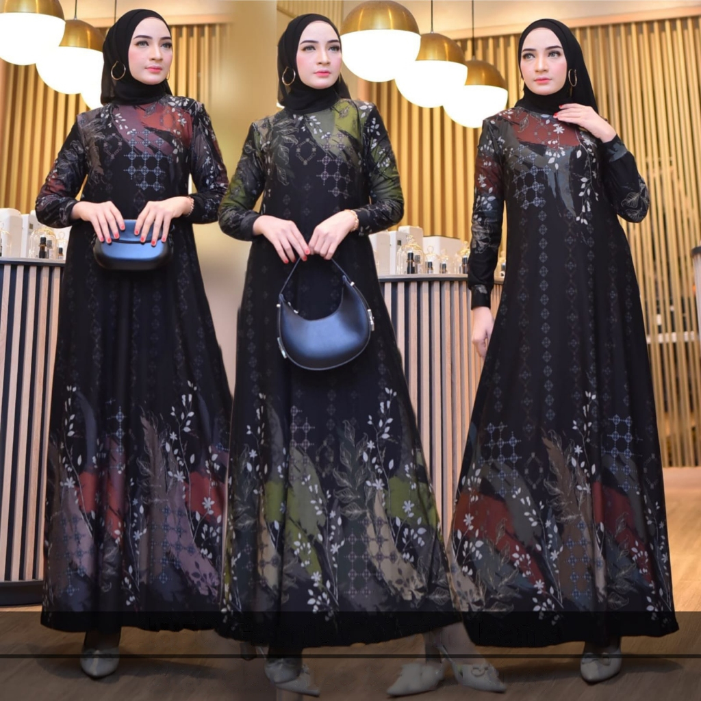 GRETHA DRESS - Gamis cantik Calvin Jeans Motif MEWAH