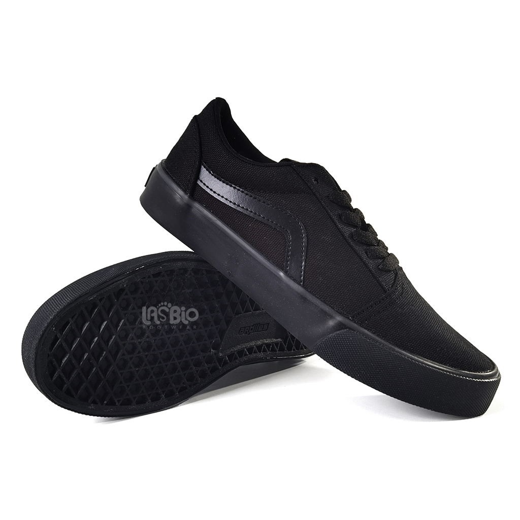 Ardiles Sepatu Sekolah Laki Perempuan Unisex Vulcanized Kanvas Kasual Hitam 33-43 Oldham Kanon