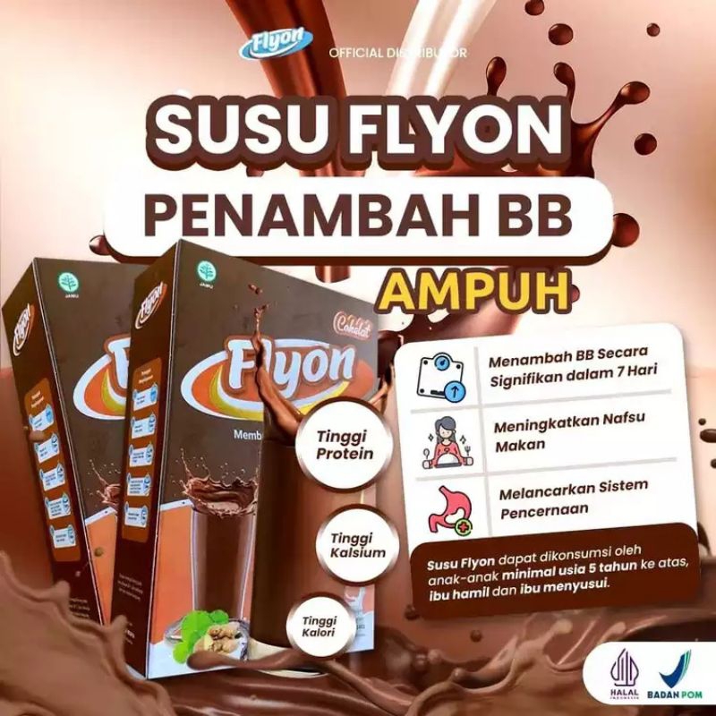 

Flyon Susu Coklat Susu Penggemuk Badan dan Penambah Nafsu Makan Original - 2 BOX
