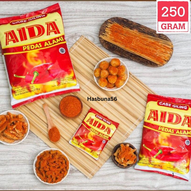 

CABAI GILING BUBUK MERK AIDA PEDAS ALAMI 250g BUMBU INSTAN MAKANAN PEDAS SEPERTI MAKARONI BASRENG SEBLAK RAMEN CIRENG