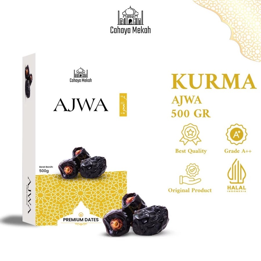 

Cahaya Mekah Kurma Ajwa Berat 500 gram Box Premium Kurma Nabi