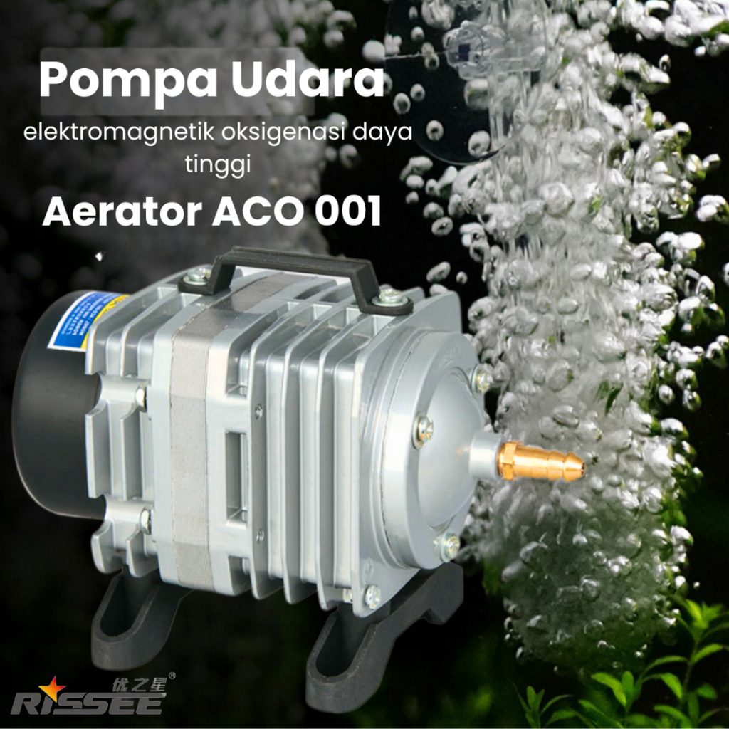 RISSEE Pompa Udara Aerator AC0 001 18 W Electromagnetik Pompa Gelembung Akuarium Blower Kolam Ikan