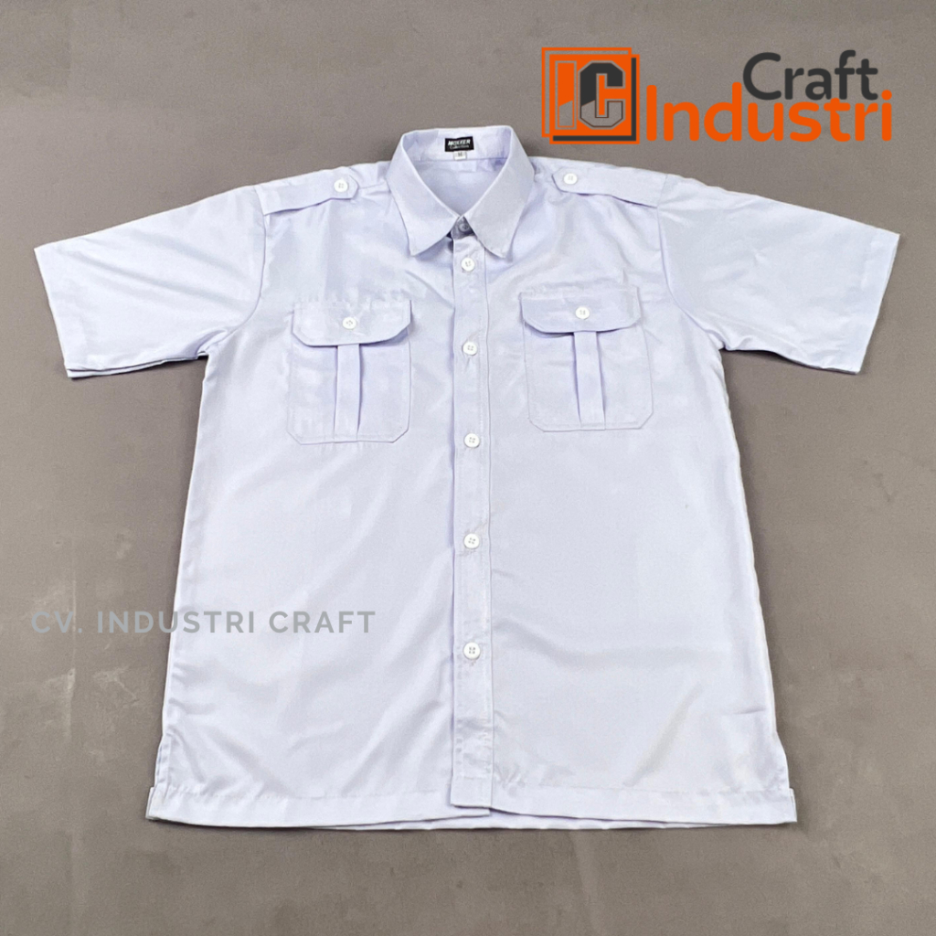 Baju PDH Putih Pria Lengan Pendek Seragam PNS Putih Pria Kemeja Pdh Putih Pns Pria Kerah Hitam Terba