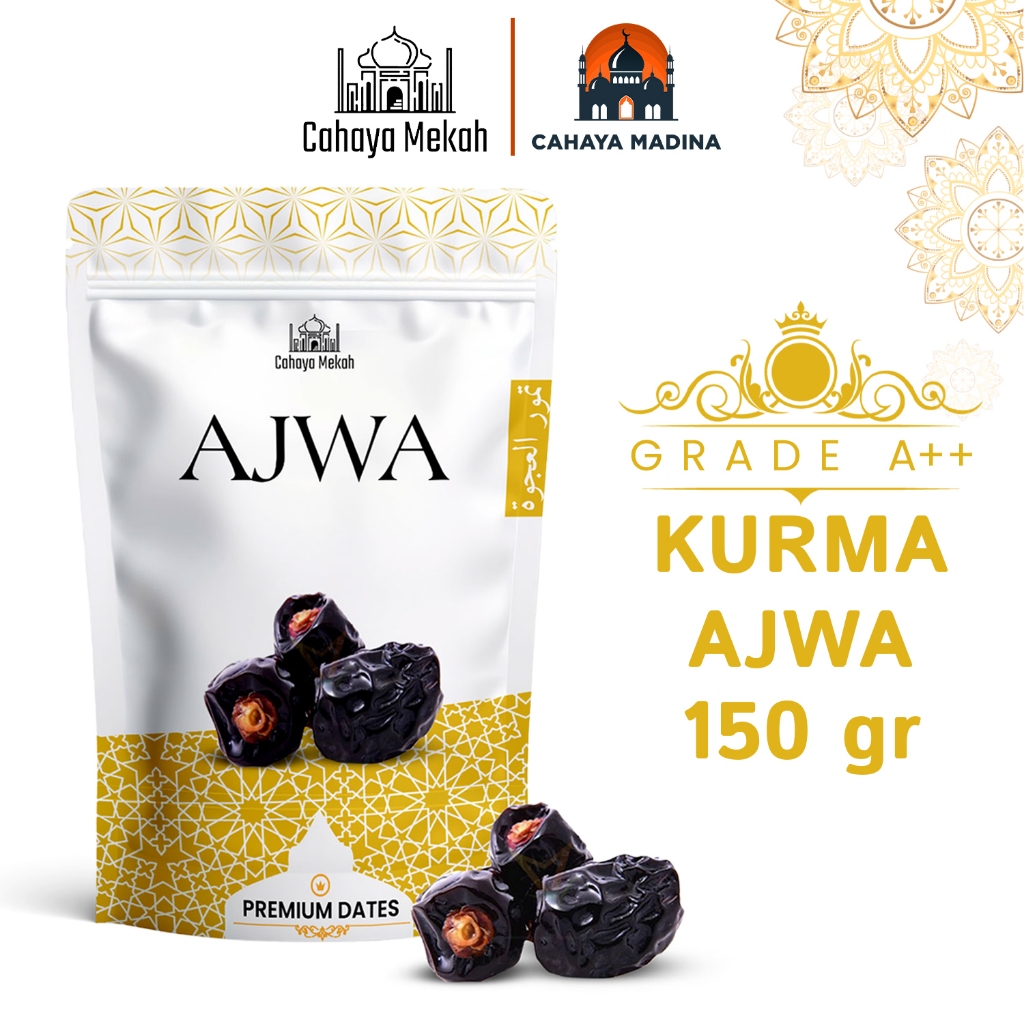 

Cahaya Mekah Kurma Ajwa Premium 150 g Pouch Kurma Madinah / Kurma Nabi Super High Quality