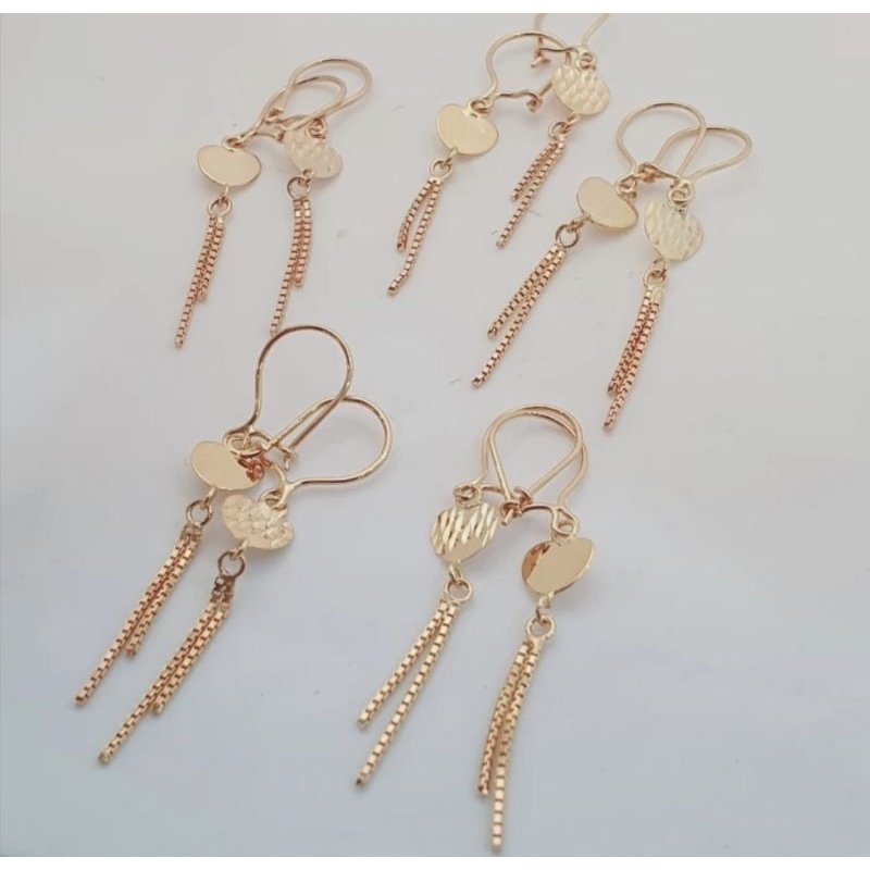 Anting panjang standar emas asli kadar 375