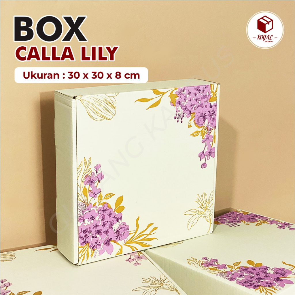 

Kotak Kado - Box Calla Lily 30 x 30 x 8 cm hampersbox/boxhijab/boxbaju/giftbox/boxdress/boxkebaya - BISA CUSTOM SABLON