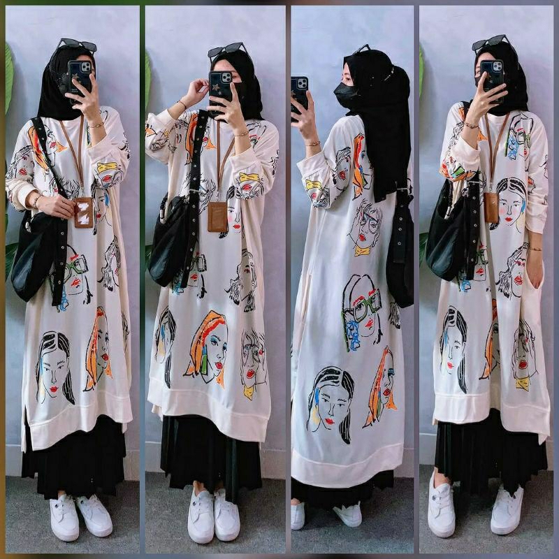 Zara Woman Long Tunik, tunik bahan kaos ckmbat premium jumbo fit XXXXL ld 130-142 termurah terlaris 