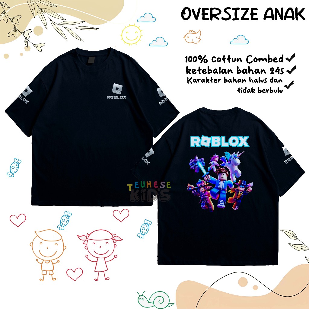 Baju kaos atasan OVERSIZE anak motif karakter game ROBLOX TERBARU bahan cottun premium 24s