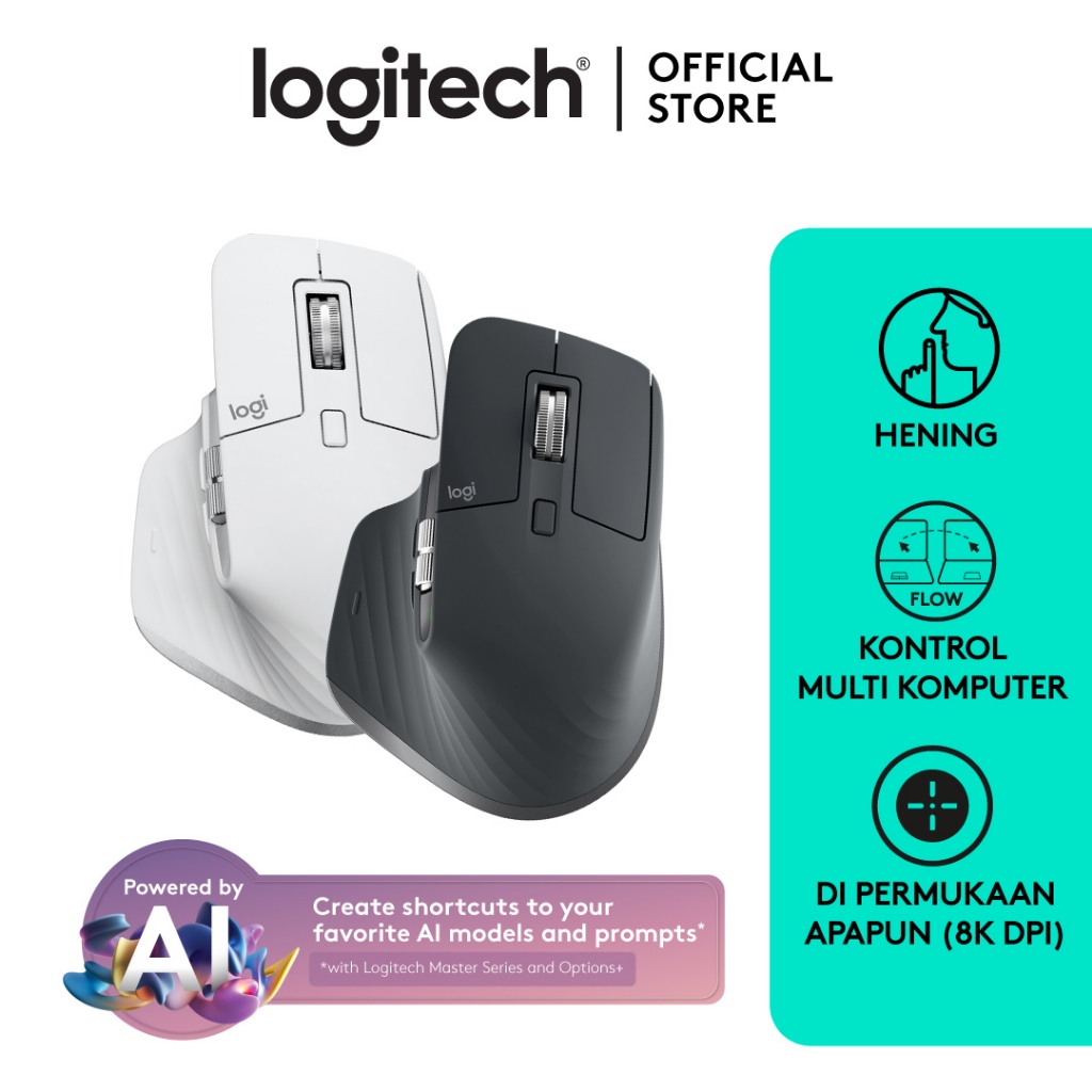 Logitech MX Master 3S Performance Mouse Wireless Bluetooth Quiet Click