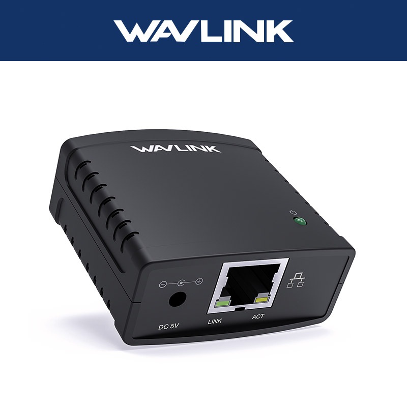 WAVLINK USB Wirelss Print Server LAN Print Share Server untuk Printer USB Protokol LPR 10 / 100Mbps
