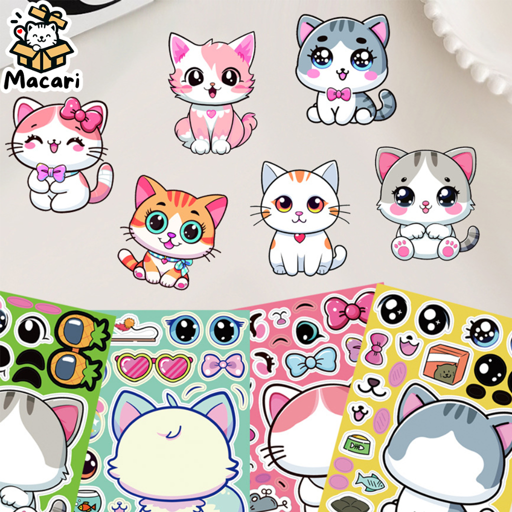 

[KUCING] DIY Stiker Anak Kucing Lucu / DIY Stiker Hias Kucing / Stiker Edukasi Hias Kucing Lucu / Stiker Kartun Edukasi Hias