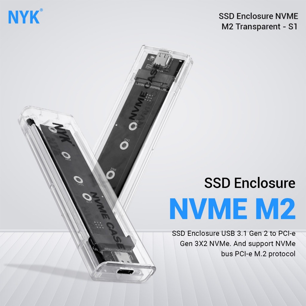 SSD Case SSD Enclosure NVME M2 Transparant S1 NYK Casing SSD