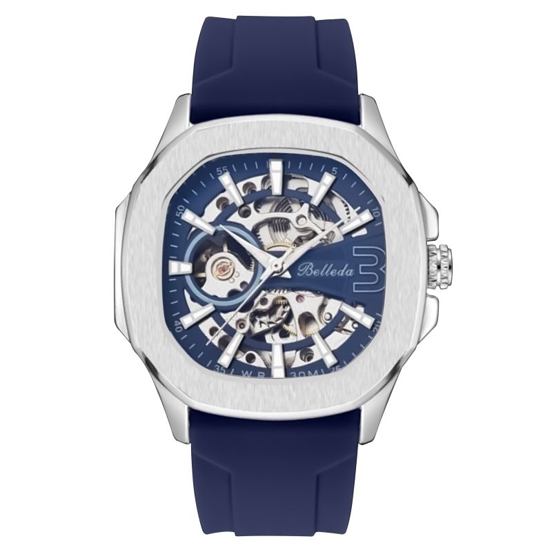 Jam Tangan Pria Belleda 9633 Strap Rubber Anti Air 3Atm Automatic Unisex Watch