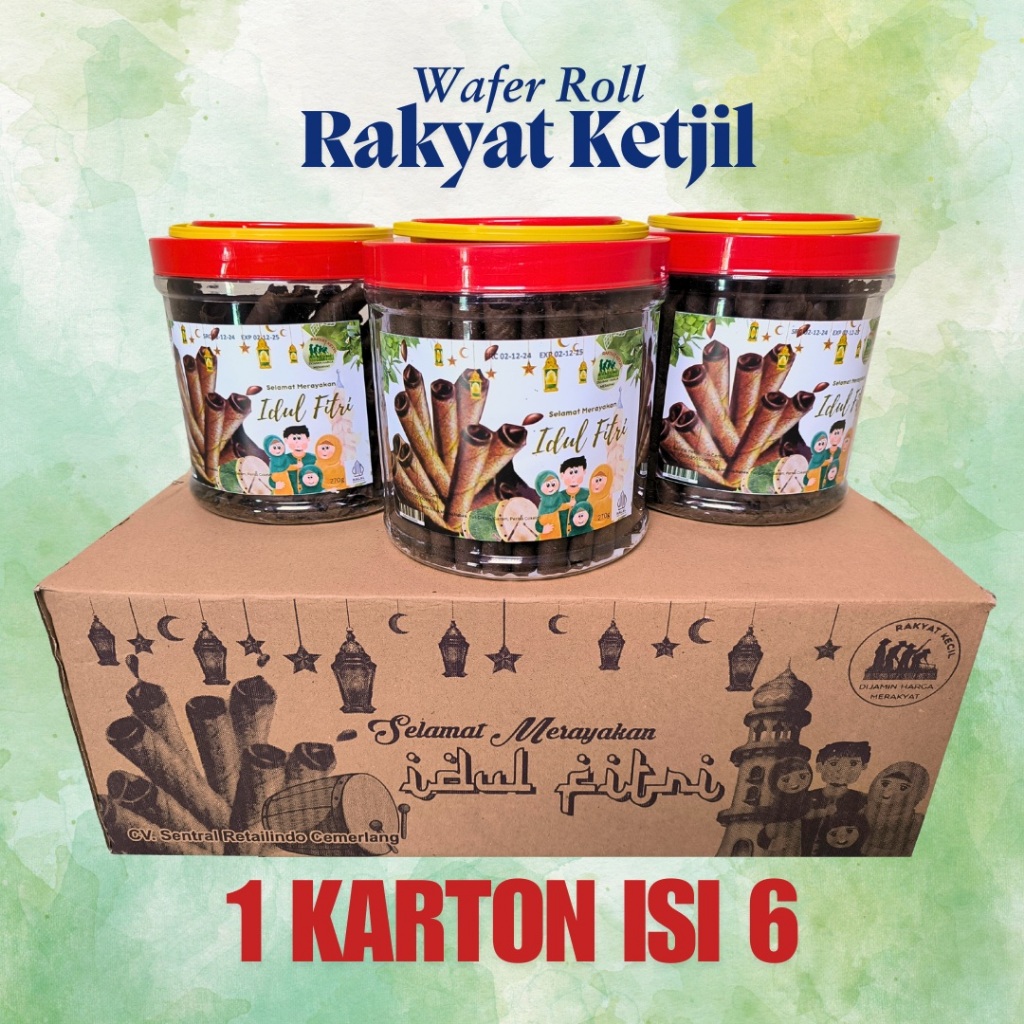 

Wafer Cokelat Roll 1 Karton isi 6 Rakyat Ketjil