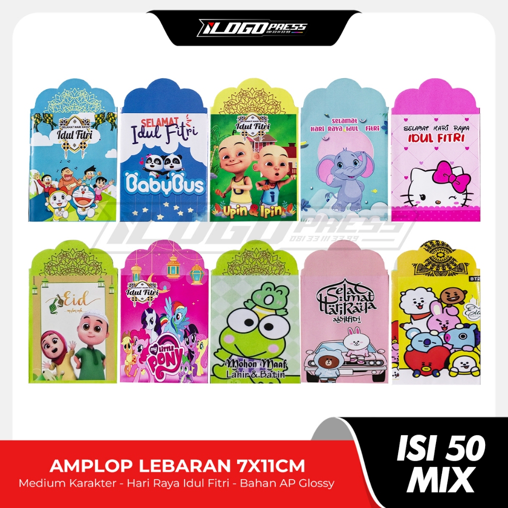 

AMPLOP Lebaran Lucu Idul Fitri, Medium Karakter 7x11 cm - 5 Pack isi 50 pcs (MIX)