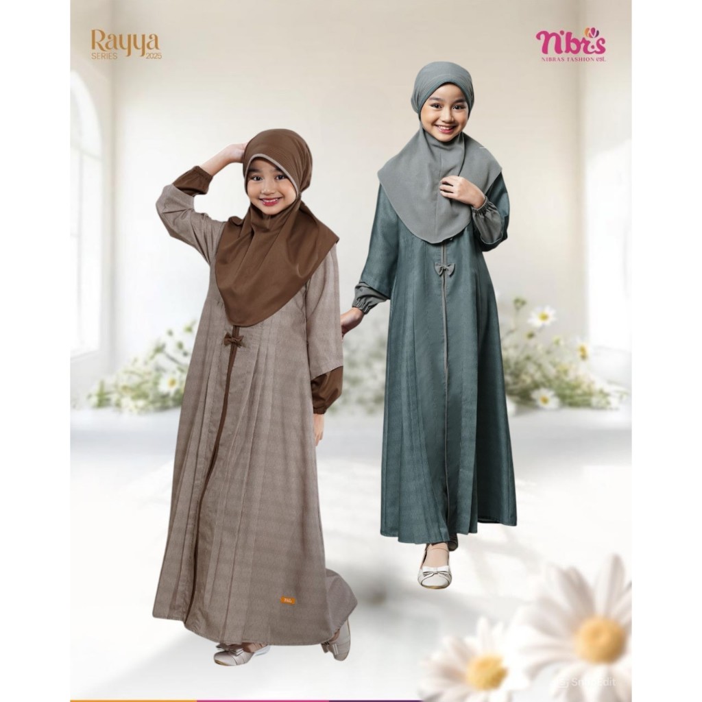 GAMIS ANAK PEREMPUAN UMUR 1 - 12 TAHUN SET HIJAB KEKINIAN PAKAIAN MUSLIM NIBRAS TERBARU RAYYA SERIES