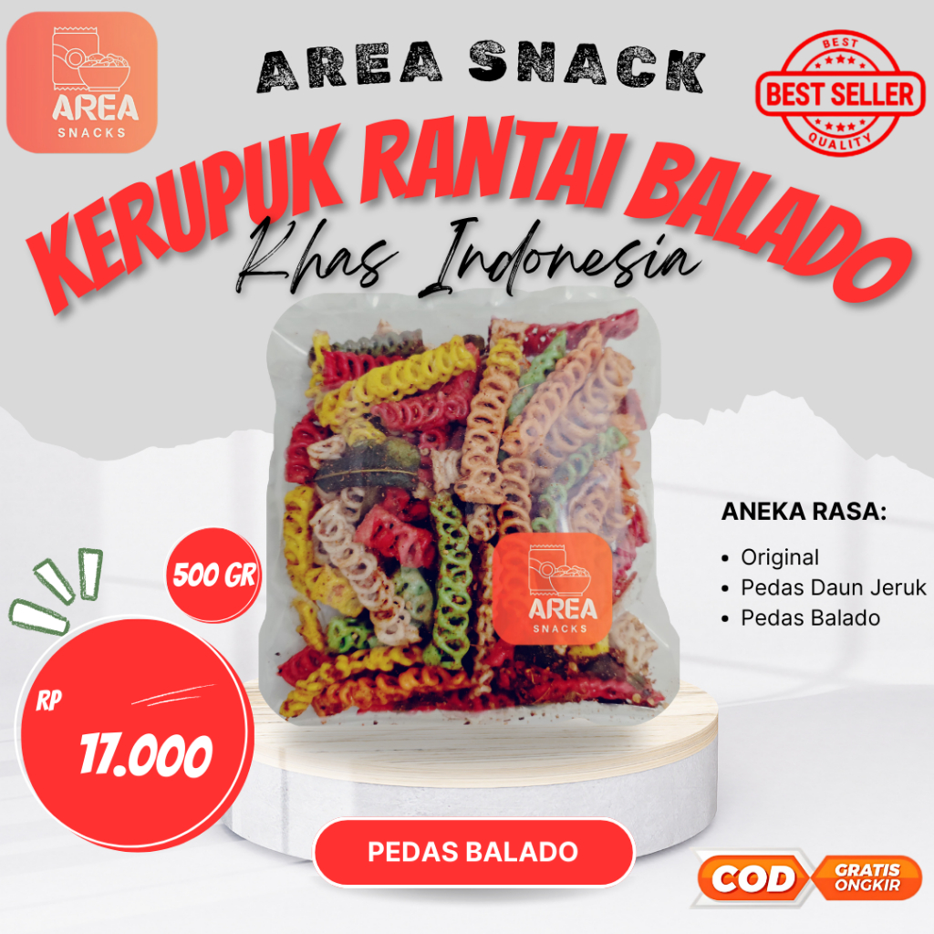 

KERUPUK RANTAI PEDAS MANIS BALADO DAUN JERUK 500 gr 500gram SUPER GURIH DAN RENYAH 500gr