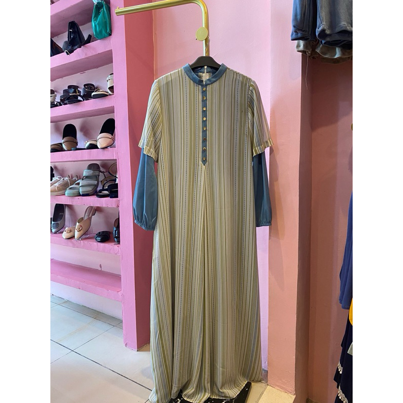 Nazela Gamis Motif Salur | Gamis Busui | Gamis Wanita | Gamis Salur