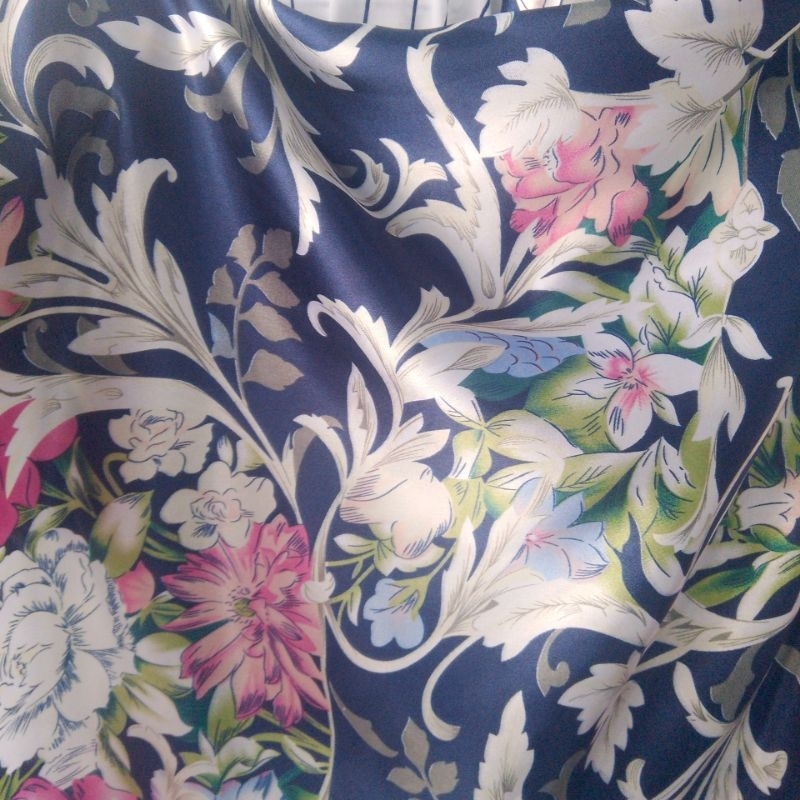 kain satin silk motif bunga import - kain satin motif - kain satin Velvet premium - harga persetenga