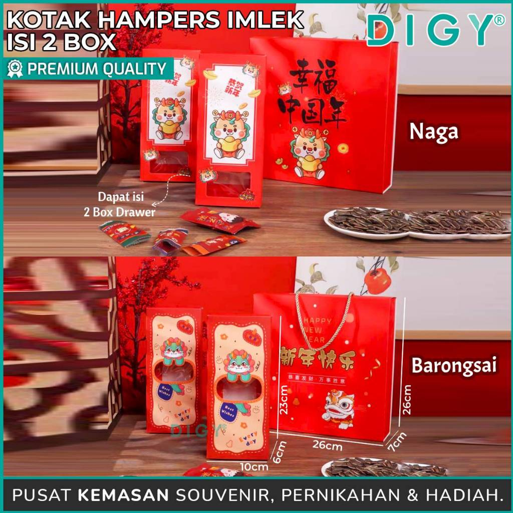 

Kotak Hampers Imlek isi 2 Box / Box Souvenir Kue Imlek / Dus kue / Kotak Kue Keranjang / Dus Chinnese New Year / Box Imlek