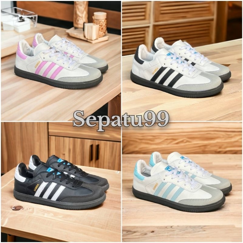 Sepatu Pria Wanita Adidas Samba Sneakers Putih Hitam