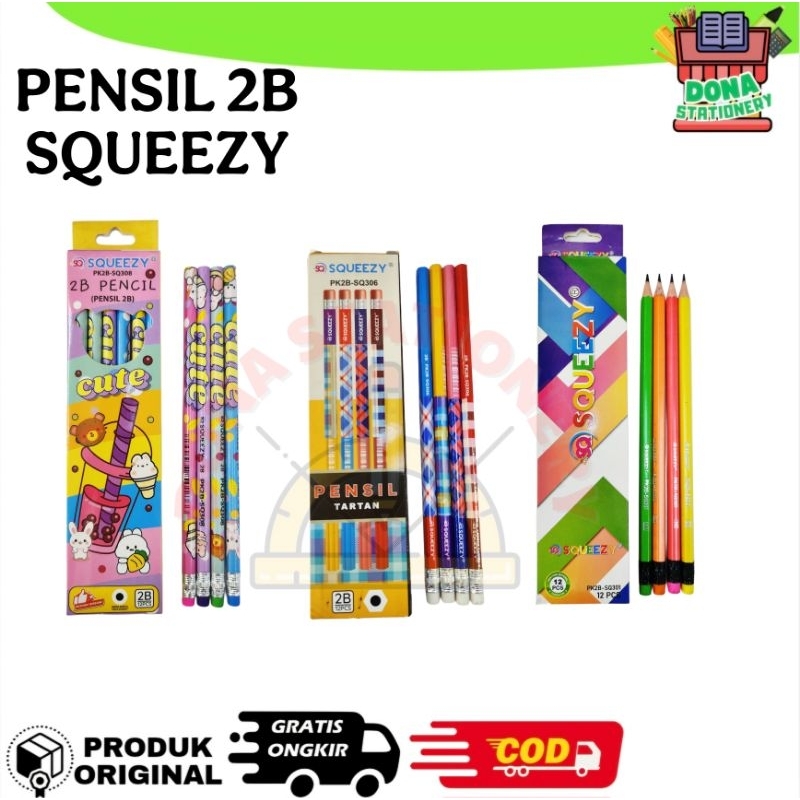 

[ 1 PACK ] PENSIL 2B SQUEEZY | Pensil 2B SQUEEZY LUCU | Pensil 2B ANAK | Pensil 2B MURAH