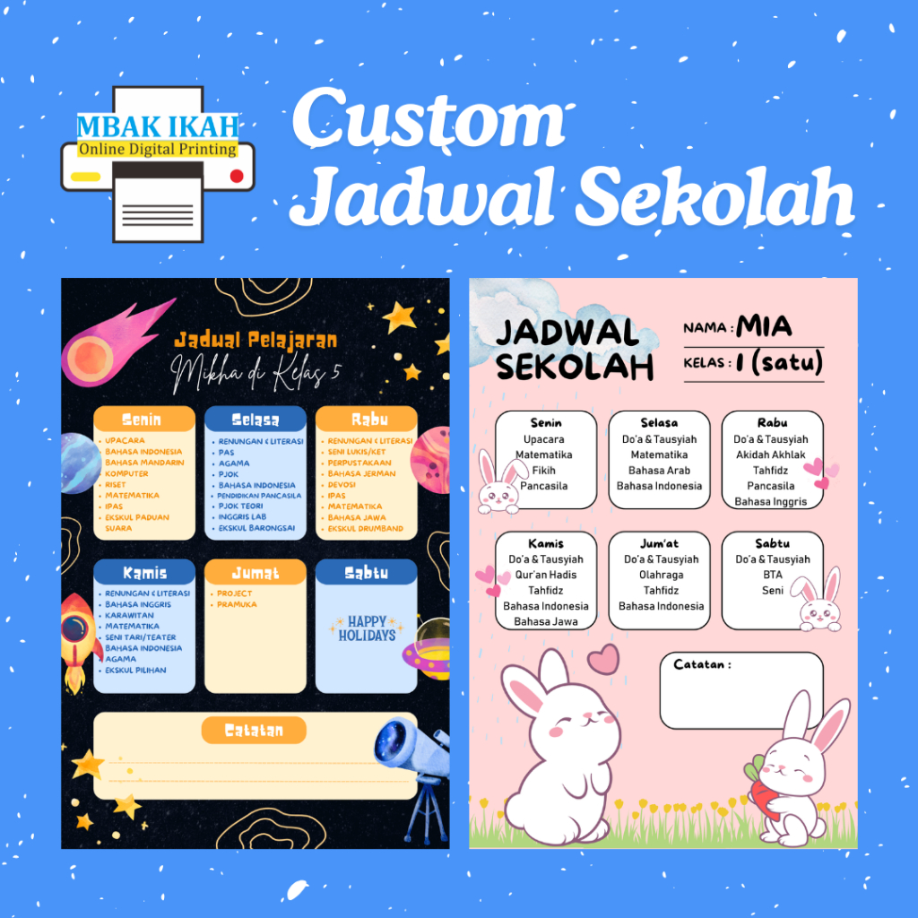 

[Custom] Cetak A3+ Poster/Jadwal Sekolah/Custom