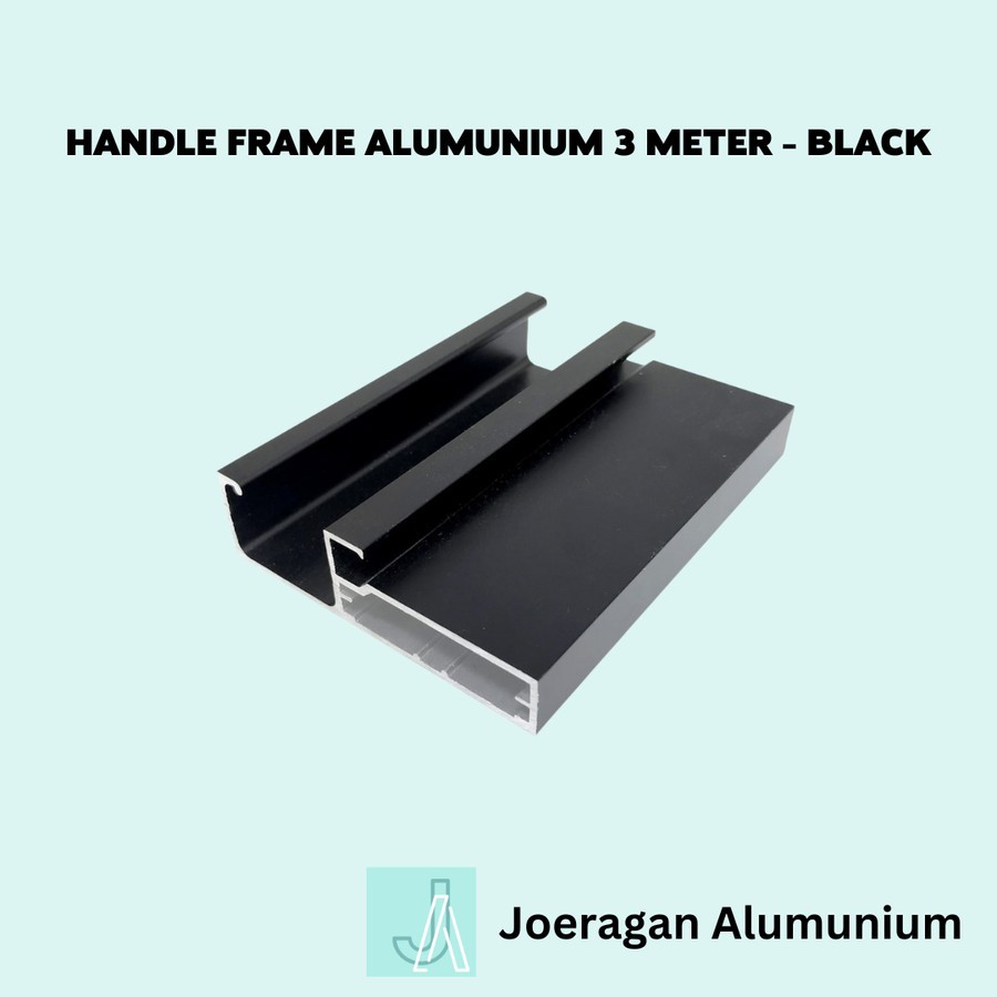 FRAME Aluminium HITAM Handle Kaca Pintu Lemari Kitchen Profil 3 meter