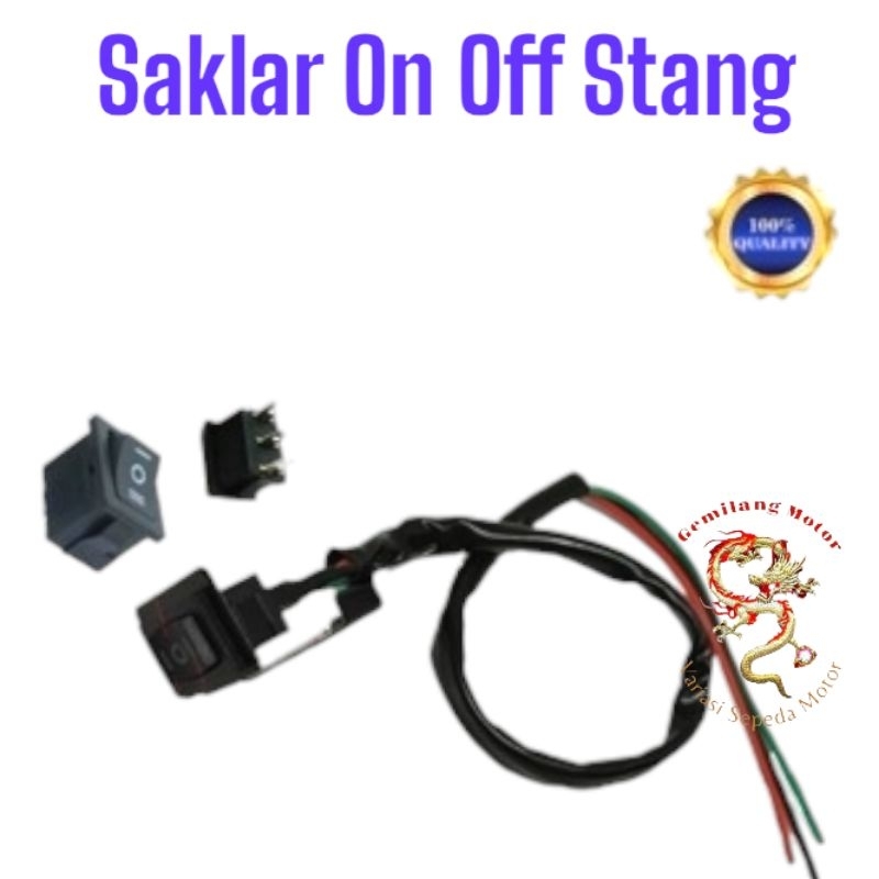 SAKLAR ON OFF LAMPU PETAK 3 PIN 2 FUNGSI + BRACKET DI STANG UNIVERSAL MOTOR