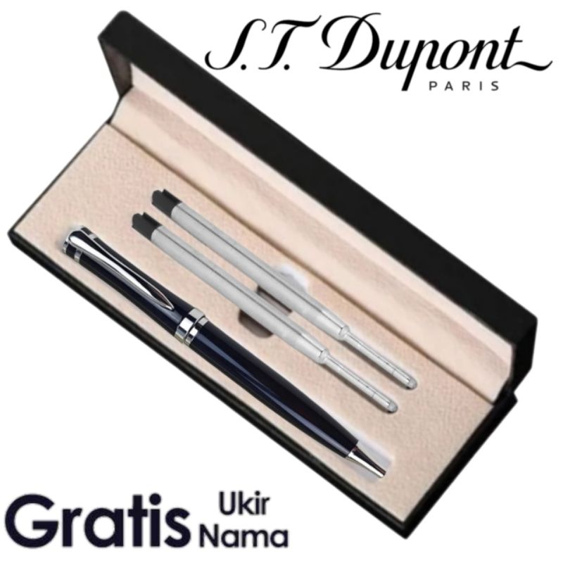

Ballpoint Mewah Giftset Pen Hampers Souvenir Kado Pulpen St Dupont 2 Refill Gratis Grafir Nama/Logo