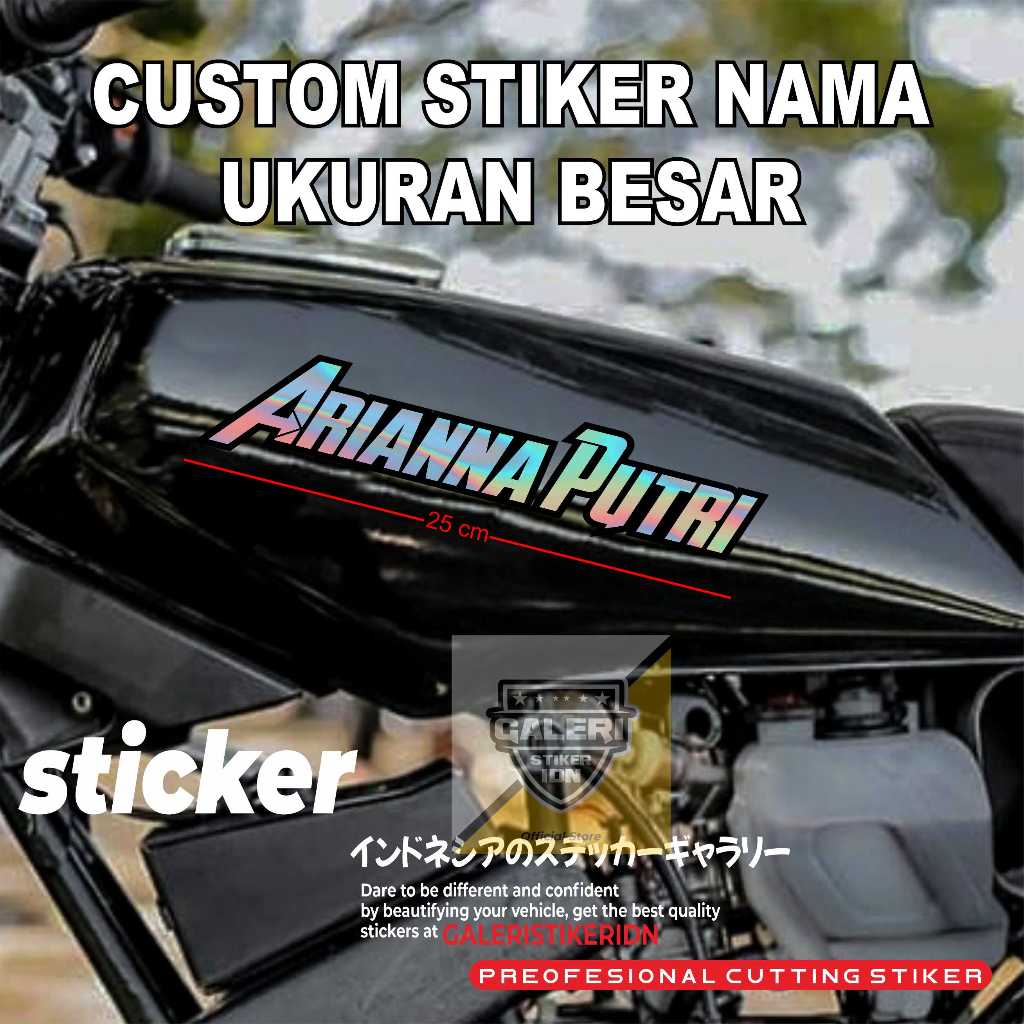 STIKER TANGKI MOTOR STIKER NAMA UKURAN BESAR CUSTOM STICKER CUTTING