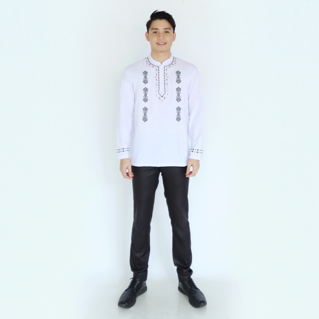 Noveli wear - Baju Muslim Pria Kerah Shanghai Lengan Panjang | Atasan Kaos Katun Koko Dewasa