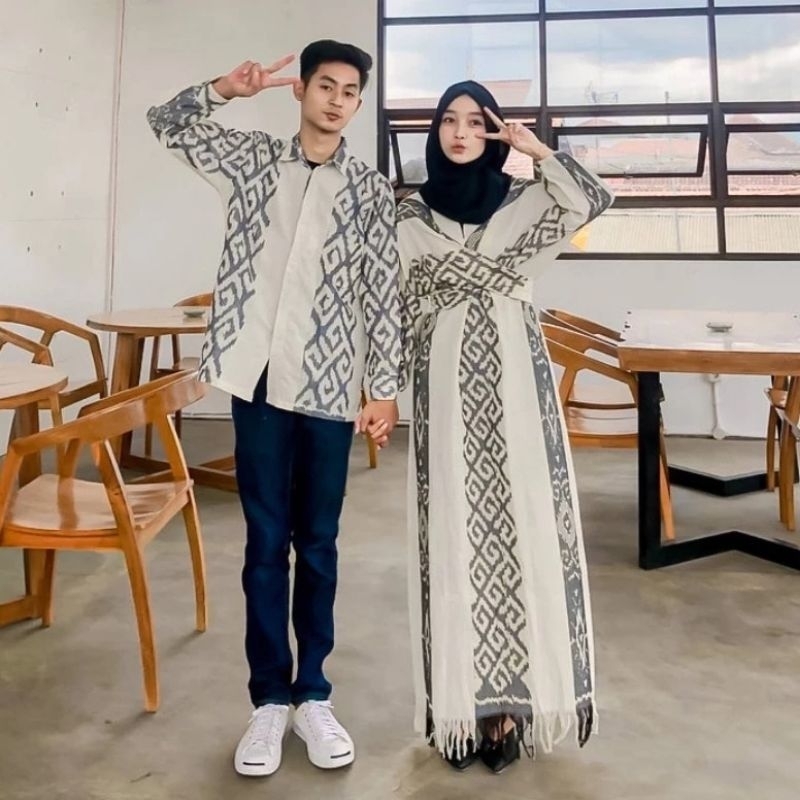 Couple Lebaran - Couple Kondangan - Couple Tenun - Kemeja Tenun - Dress Tenun