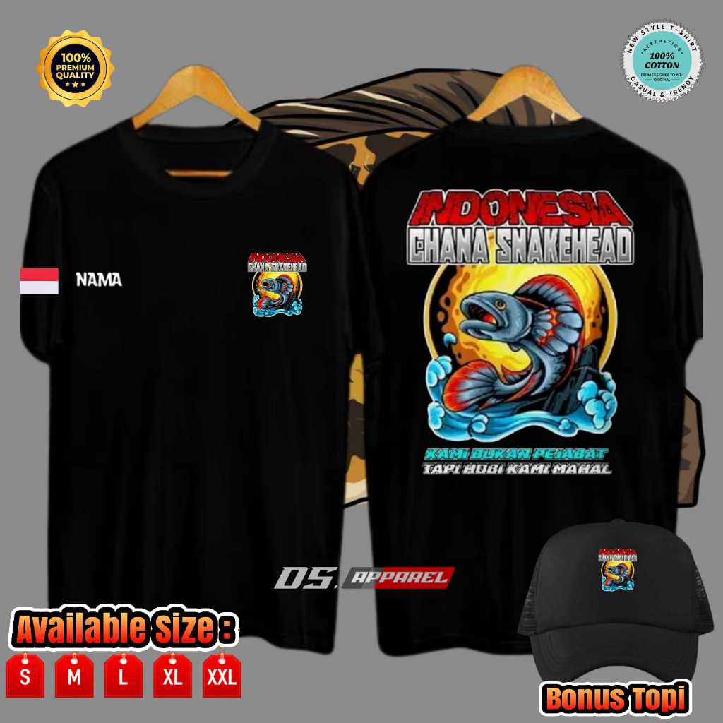KAOS DISTRO CHANA SNAKEHEAD INDONESIA ~DESAIN KEREN BONUS TOPI/KAOS PRIA
