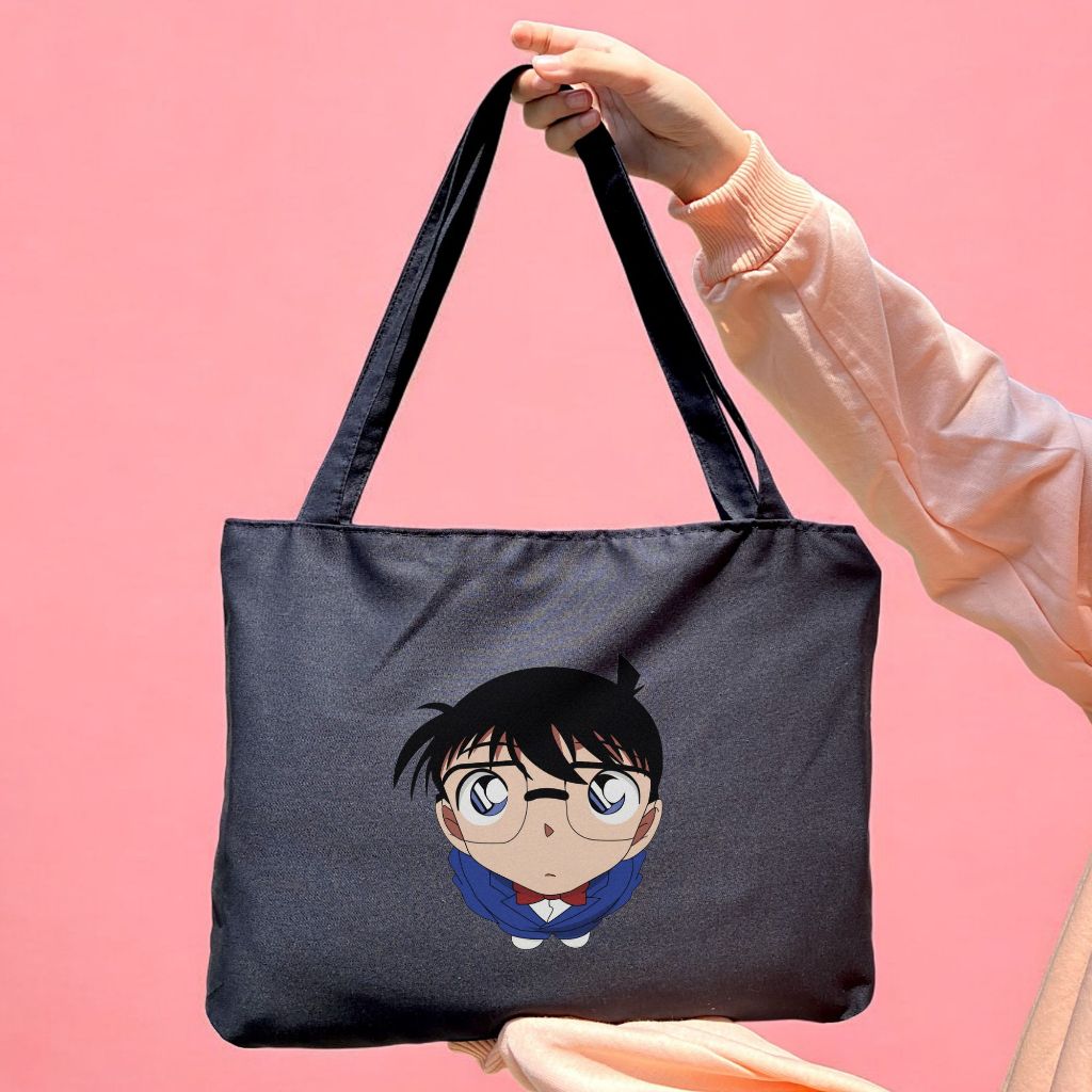 Detektif conan Tote bag resleting Landscape Detective Series Tas ToteBag Resleting Tas Bahan Kain Dr