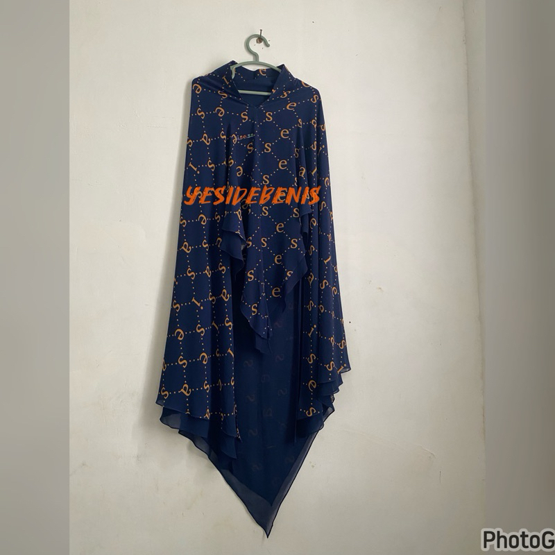 PRELOVED KHIMAR SISESA BERKHA NAVY ORIGINAL