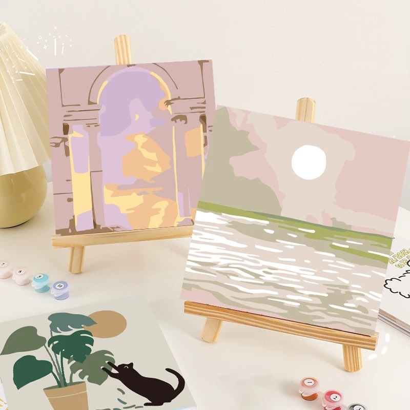 

tyvf [TOTORI] 20X20CM Paint By Number Nature Scenery Series Kanvas Lukis Set Menggamber Melukis Lucu