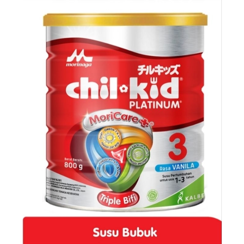 

Morinaga Chill Kid 3 Platinum Susu Bubuk Pertumbuhan Anak 1-3 Tahun Vanilla 800 g