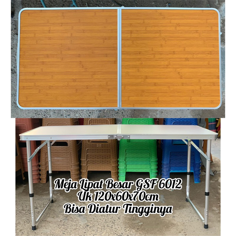 Meja Lipat Besar GSF 6012 Uk 120x60x70cm Bisa Diatur Tingginya✨