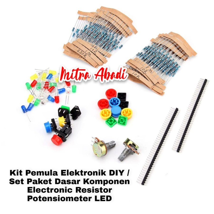 Kit Pemula Elektronik DIY / Set Paket Dasar Komponen Electronic Resistor Potensiometer LED TU2T