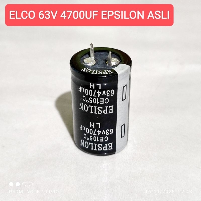 CAPASITOR ELCO 63V 4700UF EPSILON ASLI