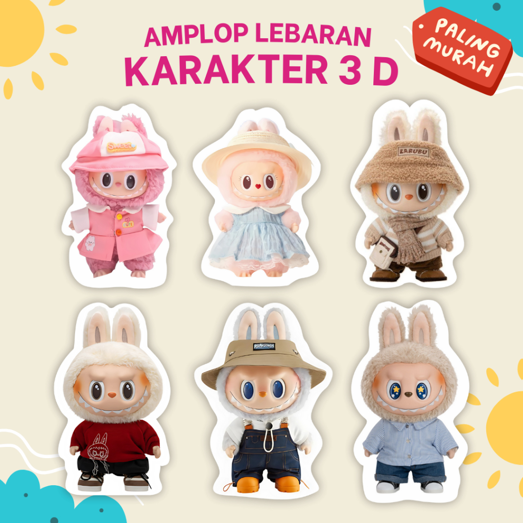 

Amplop Lebaran 3D Labubu Sanrio Super Hero 2025 Karakter Lucu Unik Angpao Gemoy Idul Fitri Imlek
