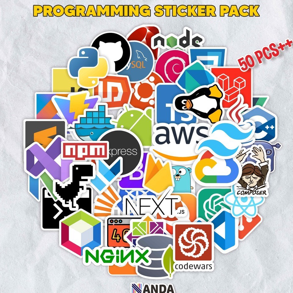 

Promo Sekarang 52 Pcs Sticker Laptop Tema Pemograman Logo Coding Anti Air Vinyl Cutting